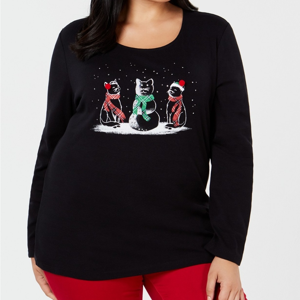 NWT Christmas Cats long-sleeve Tee!